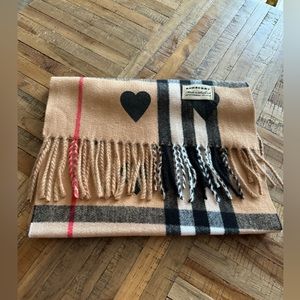 Burberry Scarf in classic plaid print with hearts!